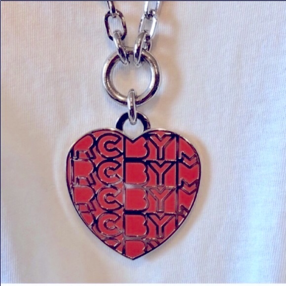 MARC BY MARC JACOBS-Orange & Silver Look Chunky Deco Heart Statement Necklace - Picture 1 of 7